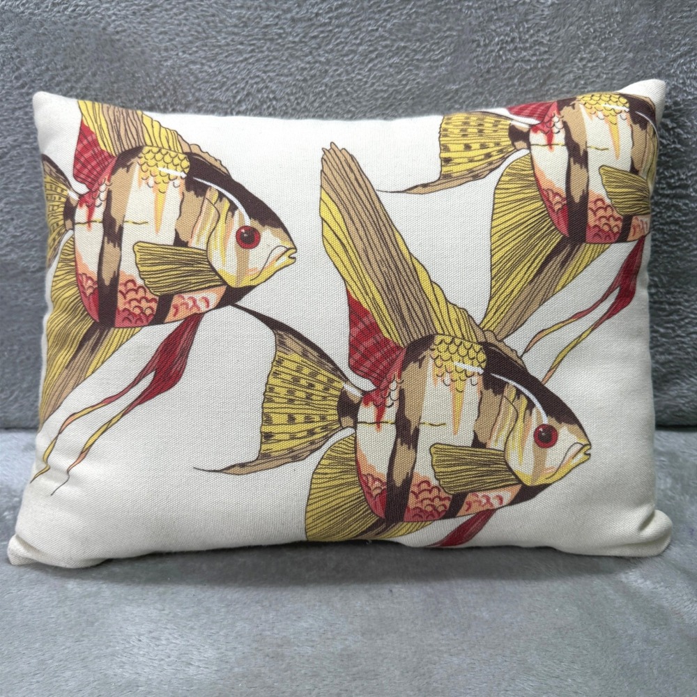 Pottery Barn Tropical Angel Fish Decorative Throw Pillow Nautical Coastal‎ Beach